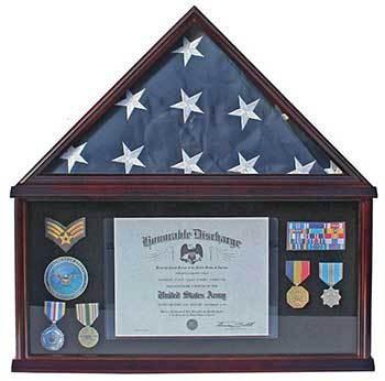 Elegant Memorial/Funeral Flag Display Case Storage Military Shadow Box