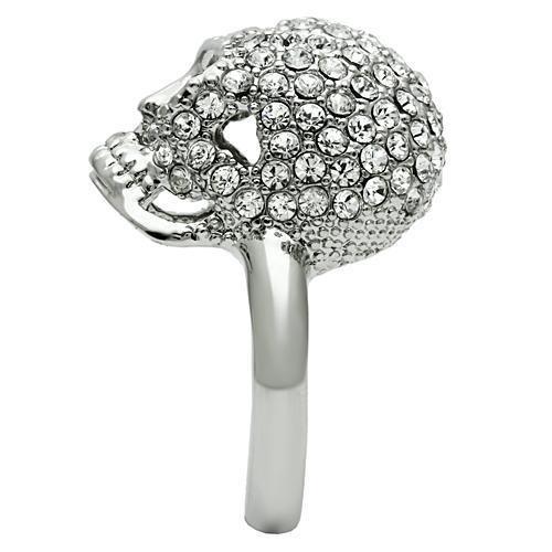 3W008 - Rhodium White Metal Ring with Top Grade Crystal in Clear