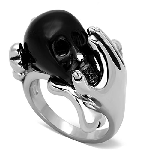 TK1206 - Two-Tone IP Black Stainless Steel Ring with Epoxy in Jet