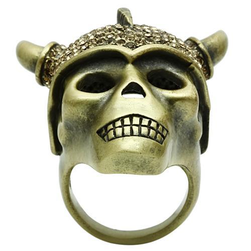 Antique Copper & Crystal Skull Ring