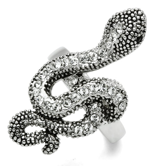 Rhodium Brass Snake Ring