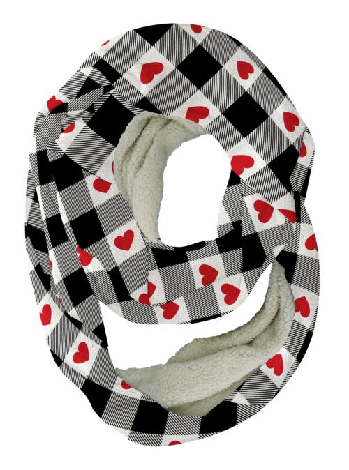 Plaid Hearts Infinity Scarf