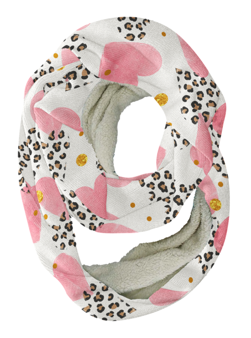 Leopard Hearts Infinity Scarf