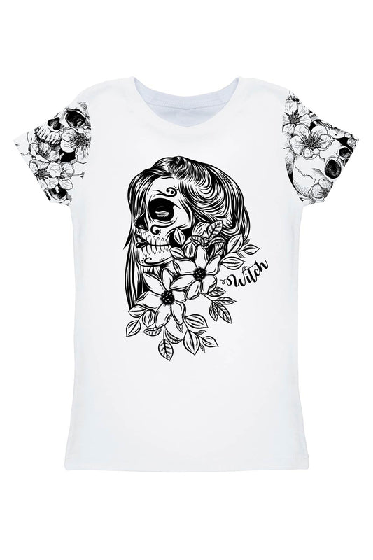 Black and White Skull Print Top