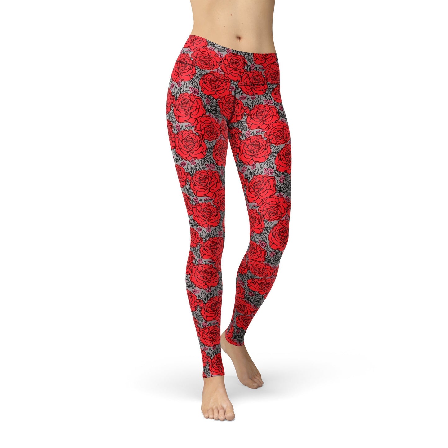 Jean Red Roses Leggings