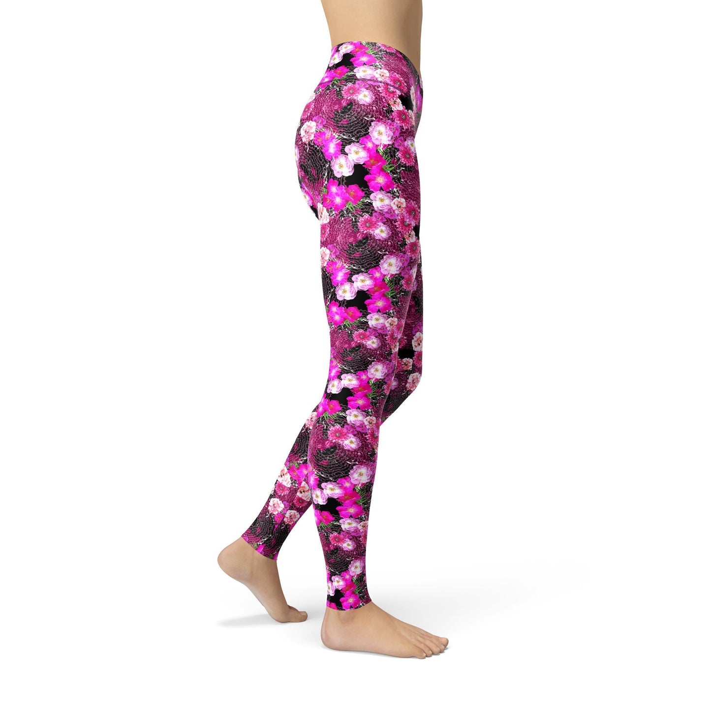 Jean Pink Magenta Flowered Leggings