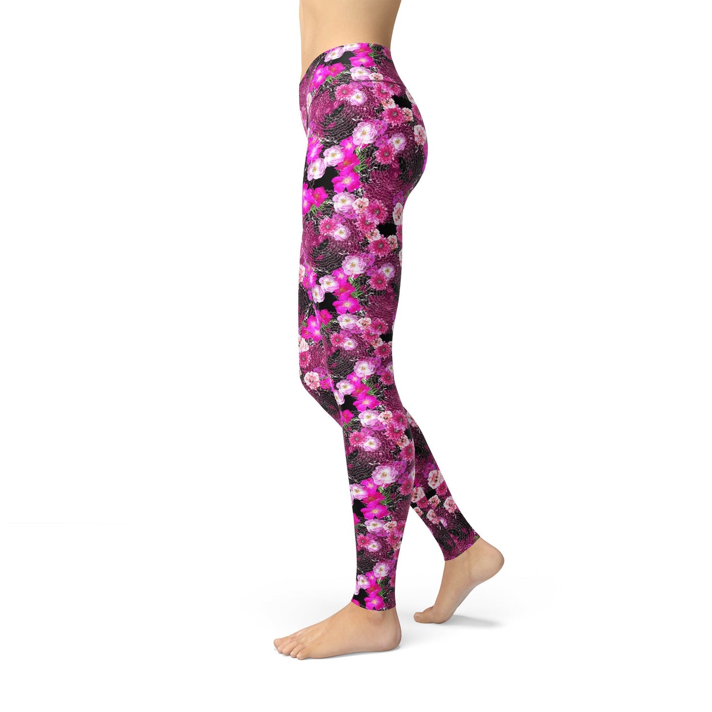 Jean Pink Magenta Flowered Leggings