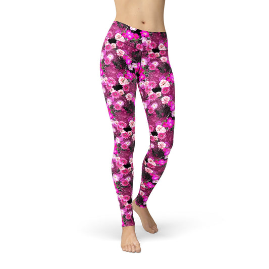 Jean Pink Magenta Flowered Leggings