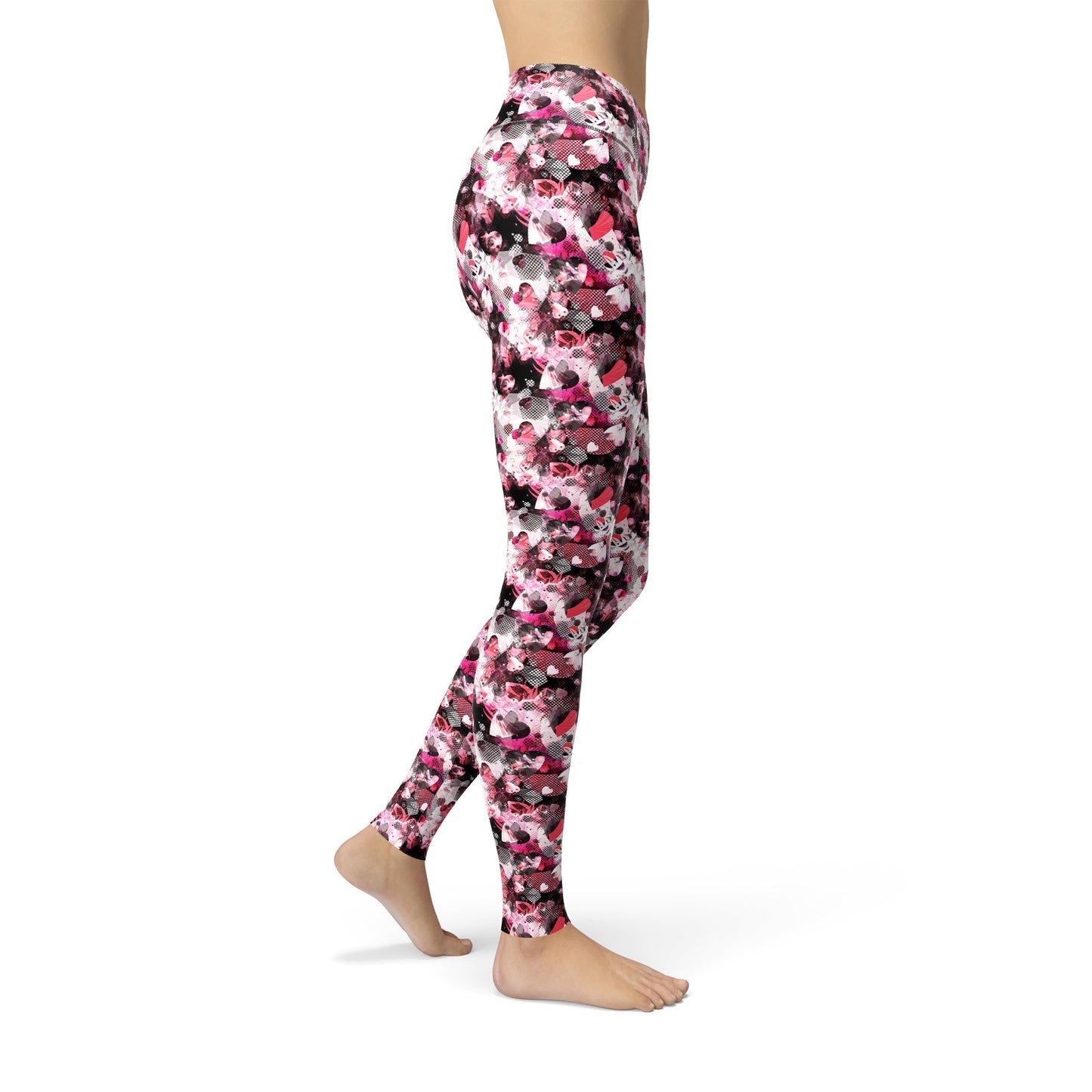 Jean Red Pink Hearts Leggings