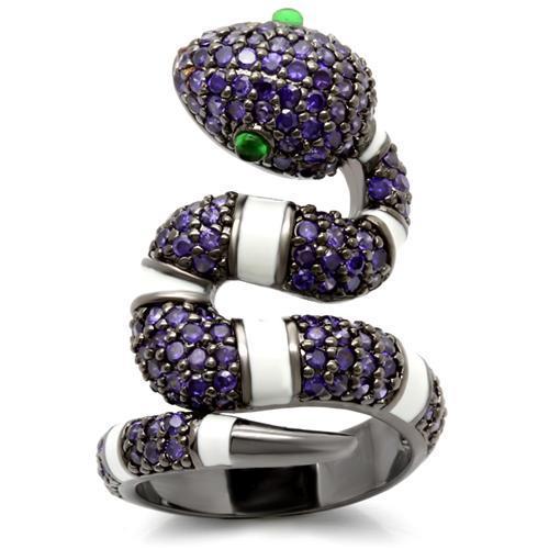 0W184 - Ruthenium Brass Ring with AAA Grade CZ in Multi Color