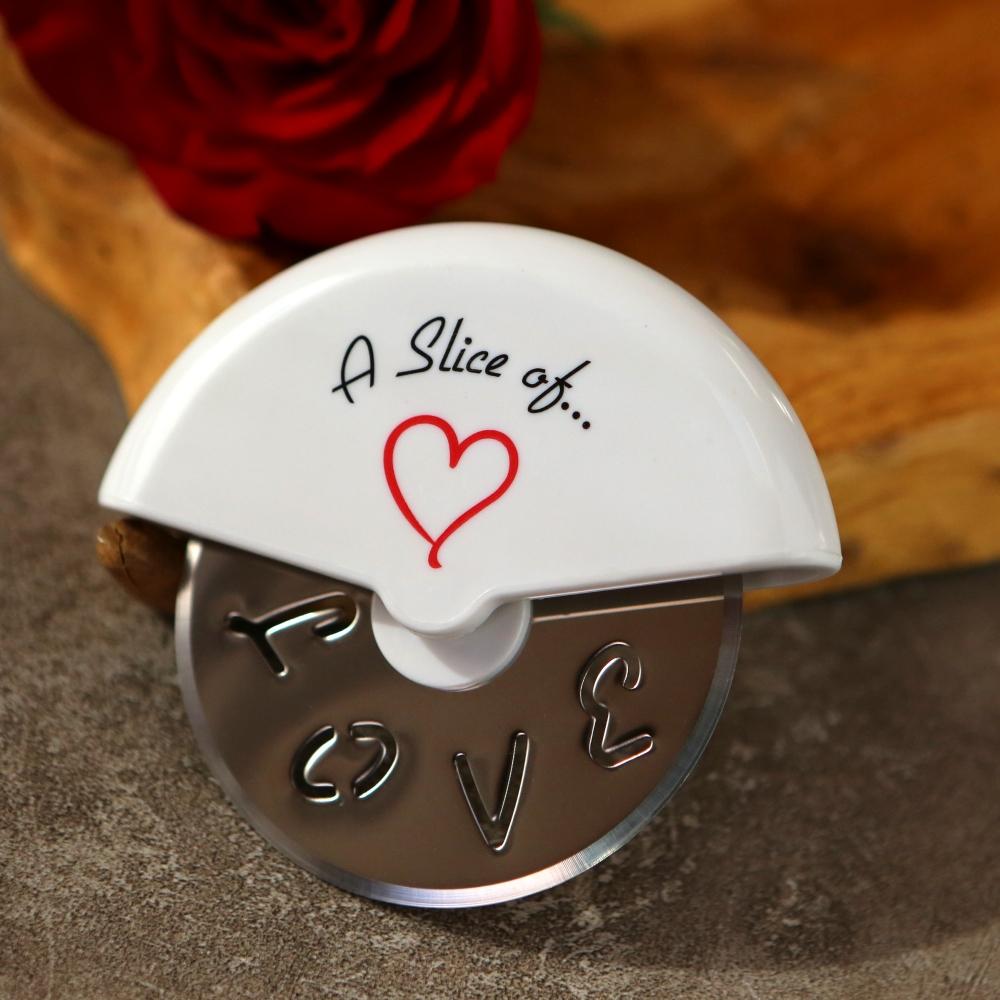 A Slice of Love Stainless  Steel Pizza Cutter in Miniature Pizza Box