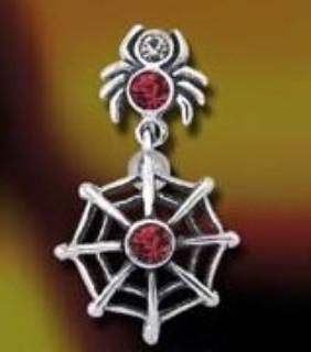 Crystal Spider and Web Navel Ring