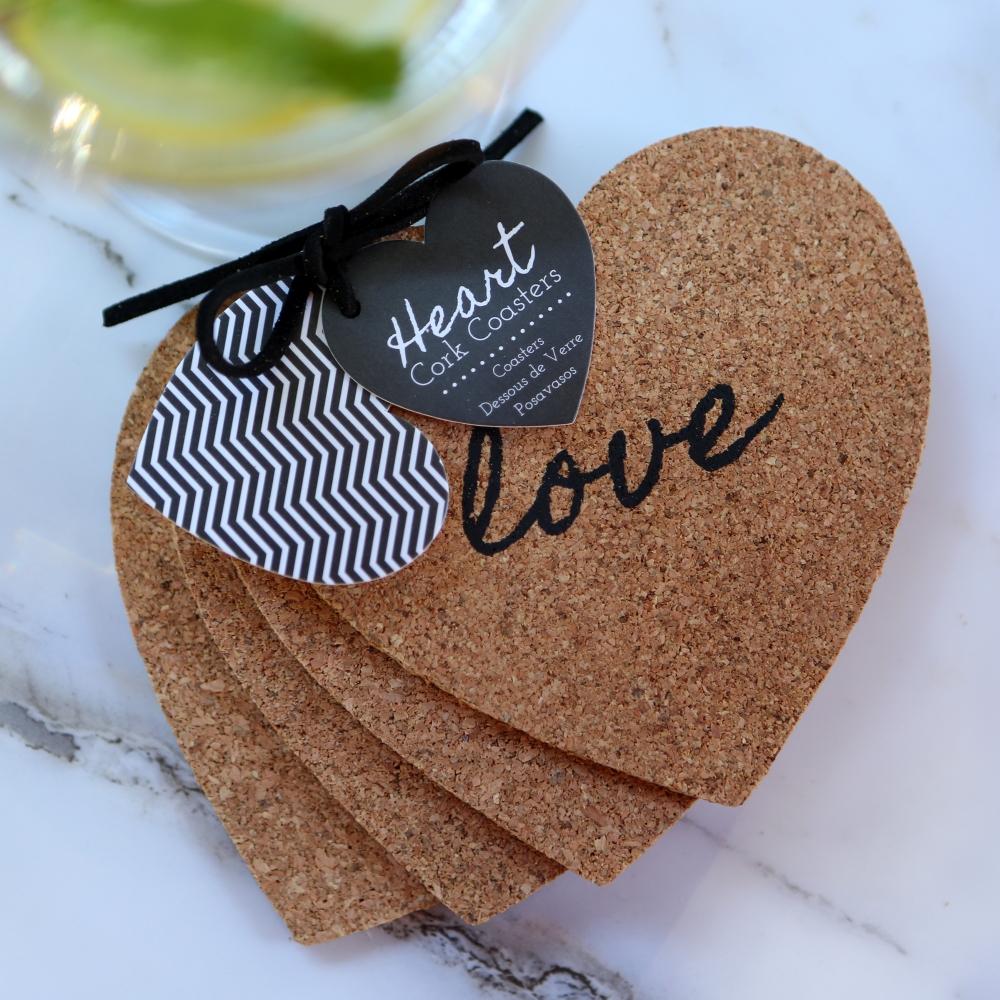 Love Heart Cork Coaster Set (4)