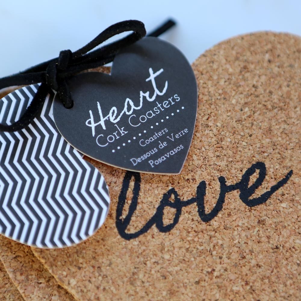 Love Heart Cork Coaster Set (4)