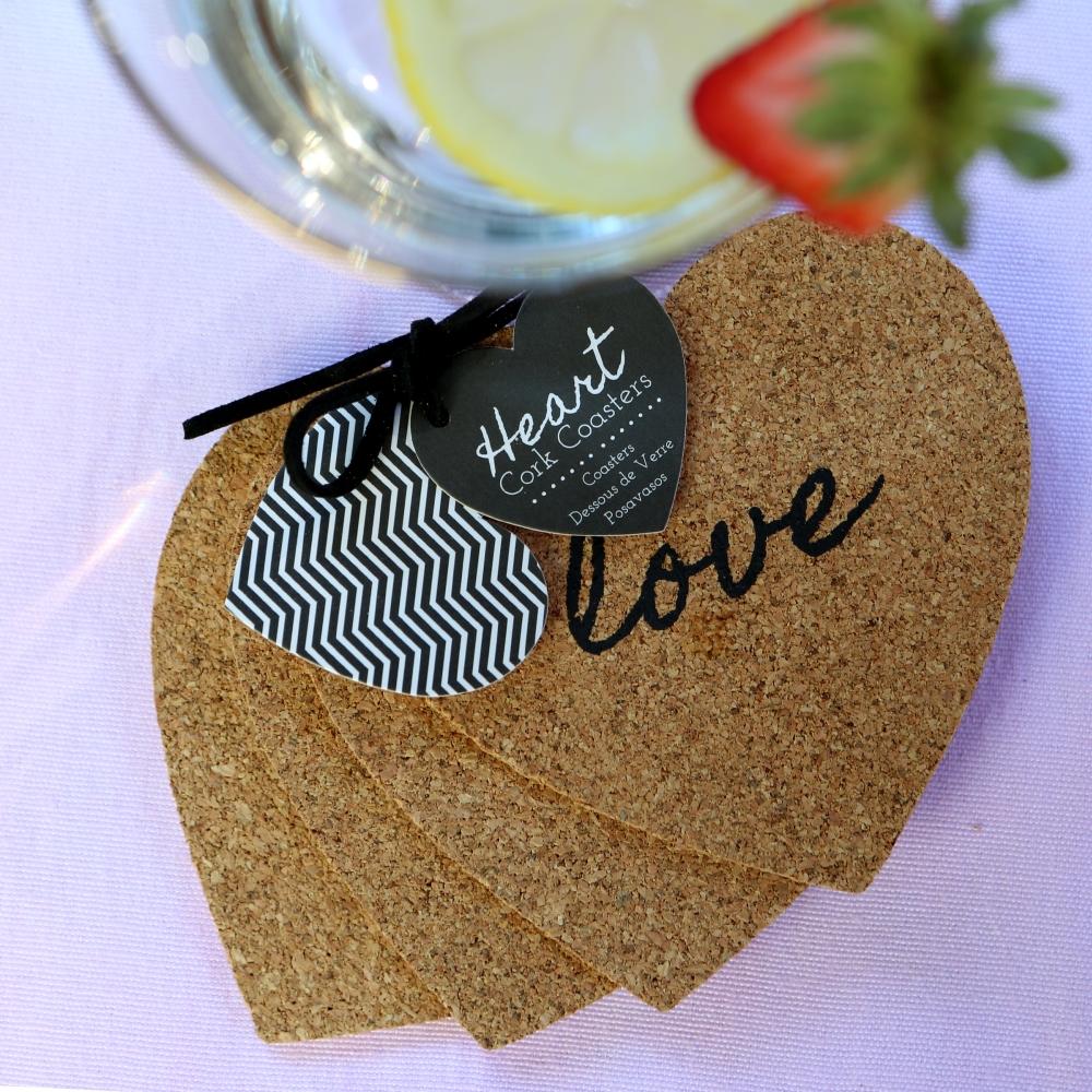 Love Heart Cork Coaster Set (4)