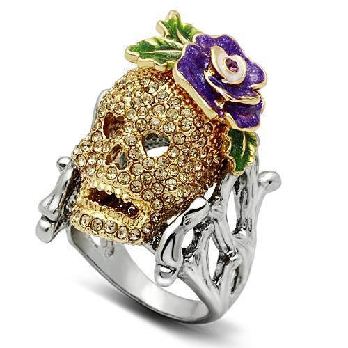 3W002 Gold+Ruthenium White Metal Ring with Top
