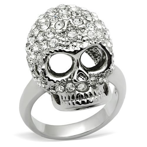 3W008 - Rhodium White Metal Ring with Top Grade Crystal in Clear