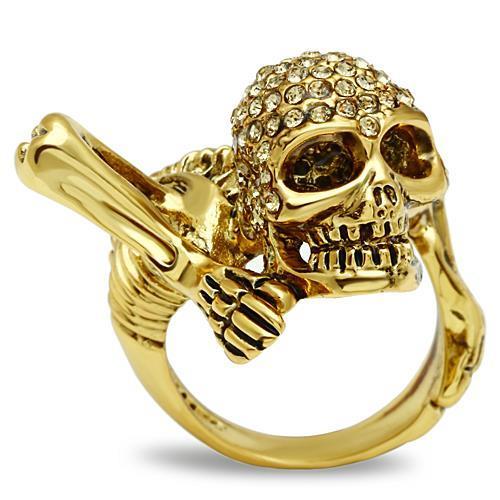 3W020 Gold White Metal Ring with Top Grade Crystal