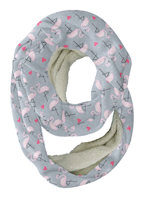 Flamingo Hearts Infinity Scarf