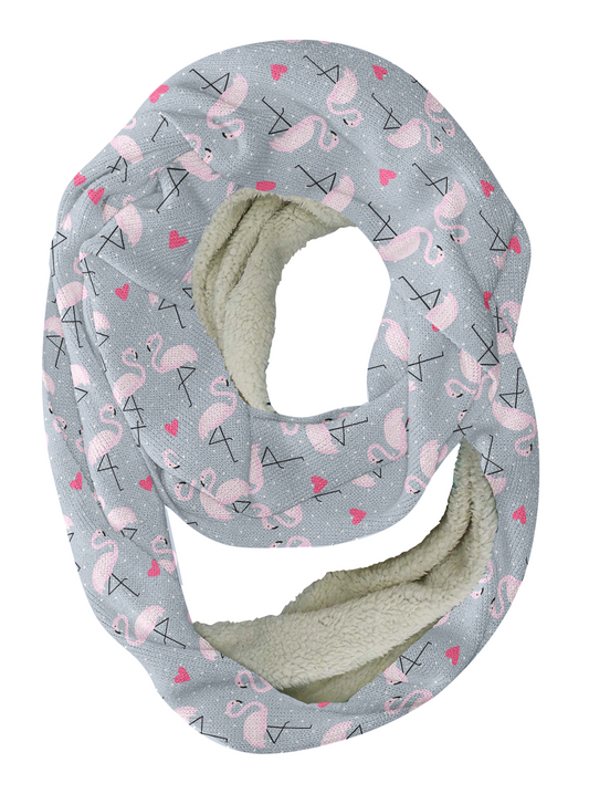 Flamingo Hearts Infinity Scarf