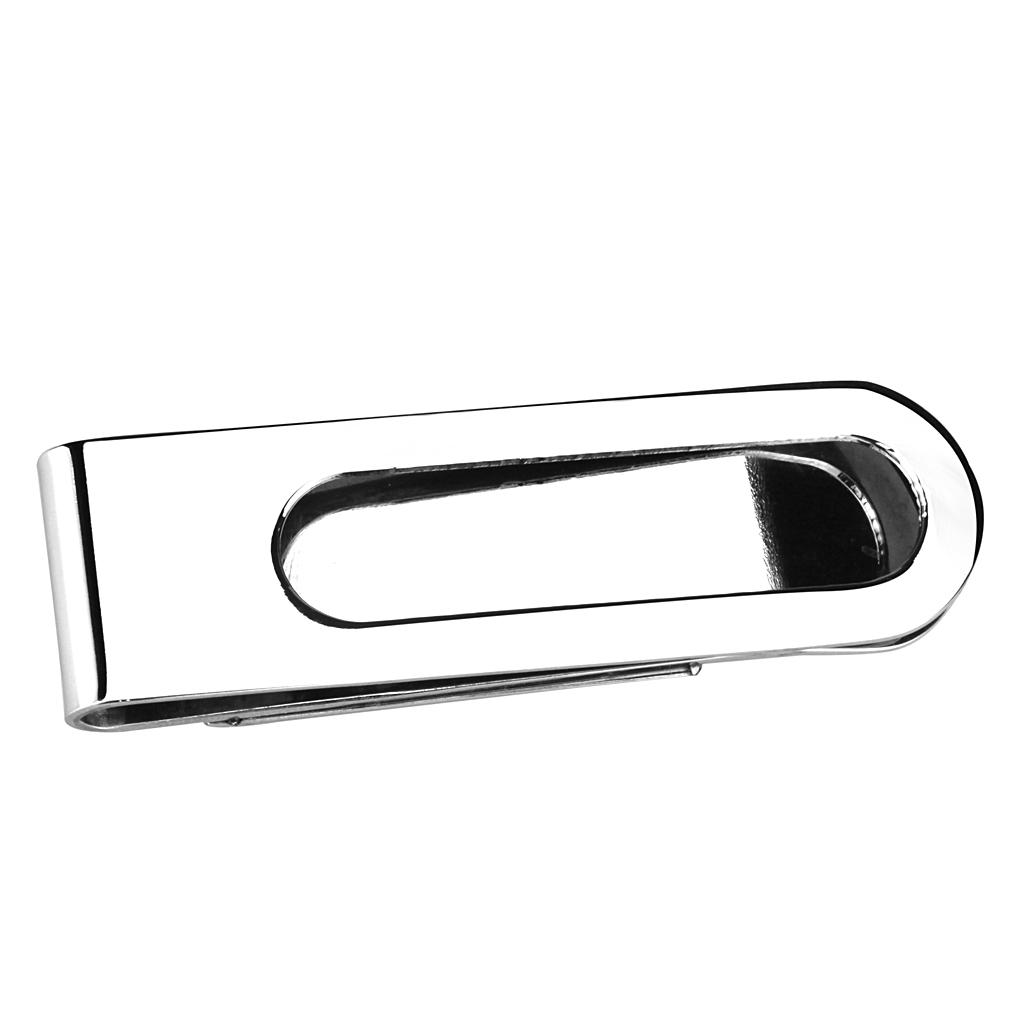 LO4131 Rhodium Brass Money clip with Epoxy in Jet