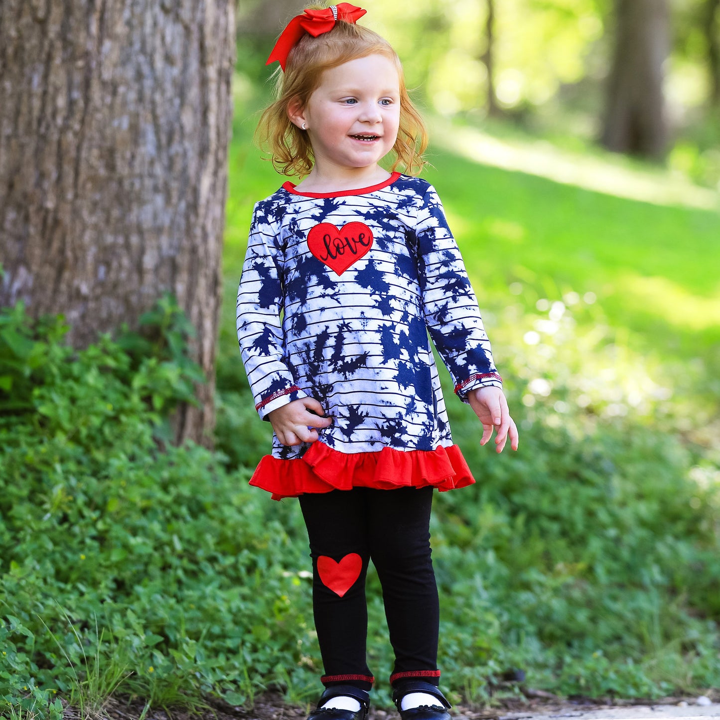 AnnLoren Girls Valentine's Day Heart Tie Dye Outfit