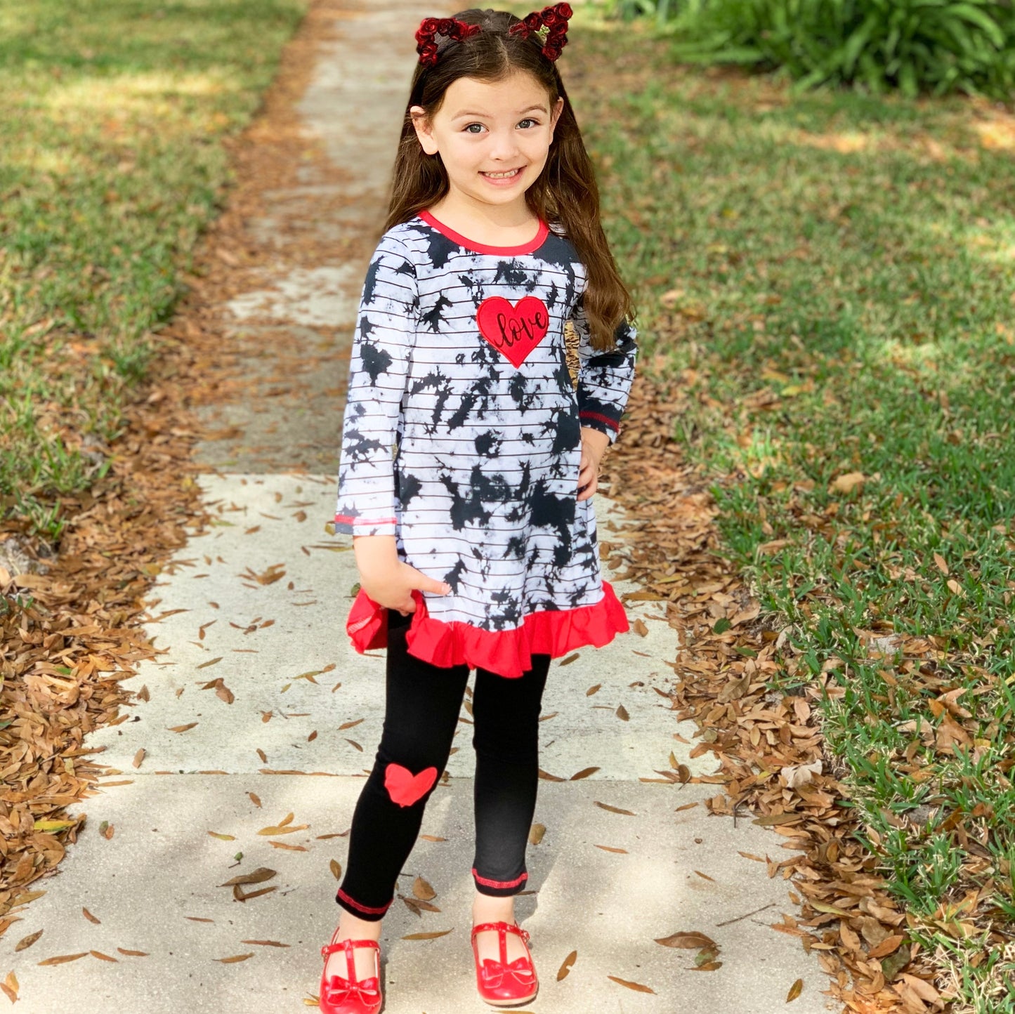 AnnLoren Girls Valentine's Day Heart Tie Dye Outfit