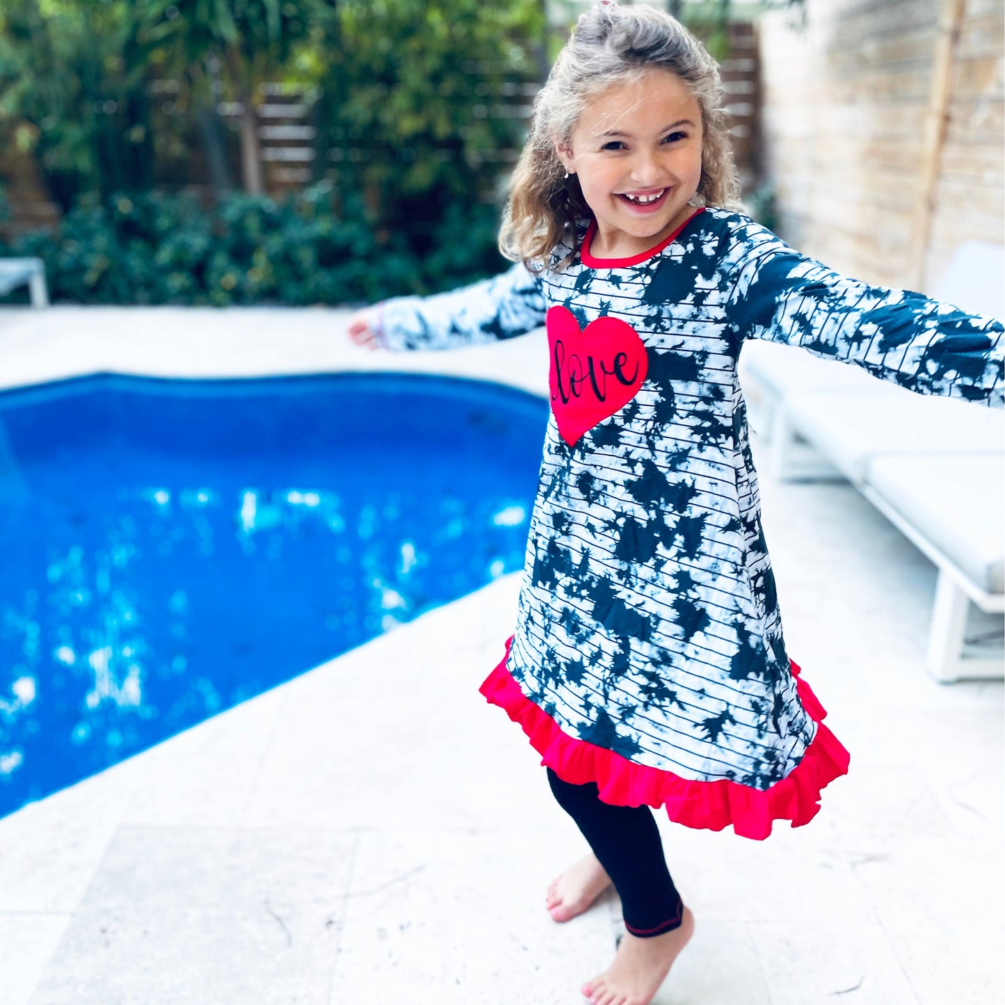 AnnLoren Girls Valentine's Day Heart Tie Dye Outfit