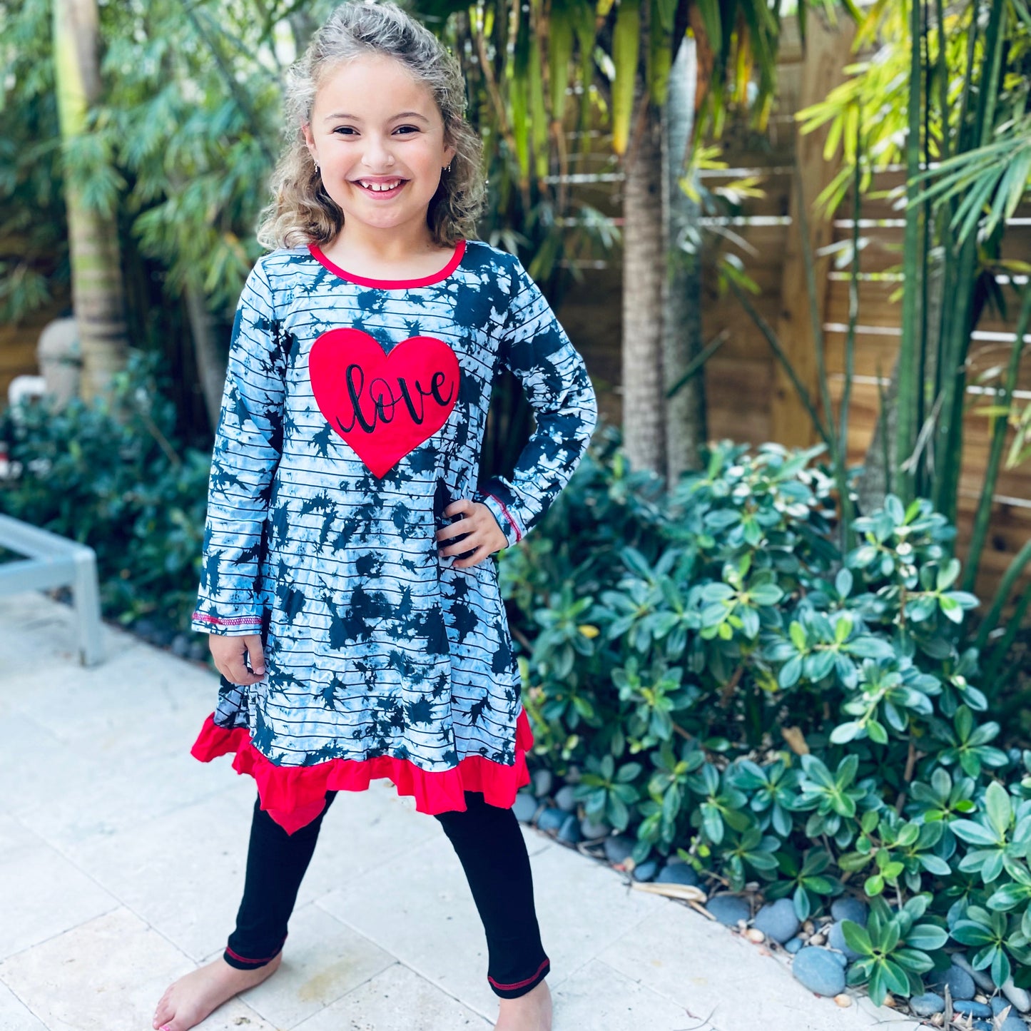 AnnLoren Girls Valentine's Day Heart Tie Dye Outfit