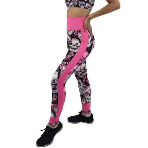 Jean Neon Pink Sugar Skull Leggings