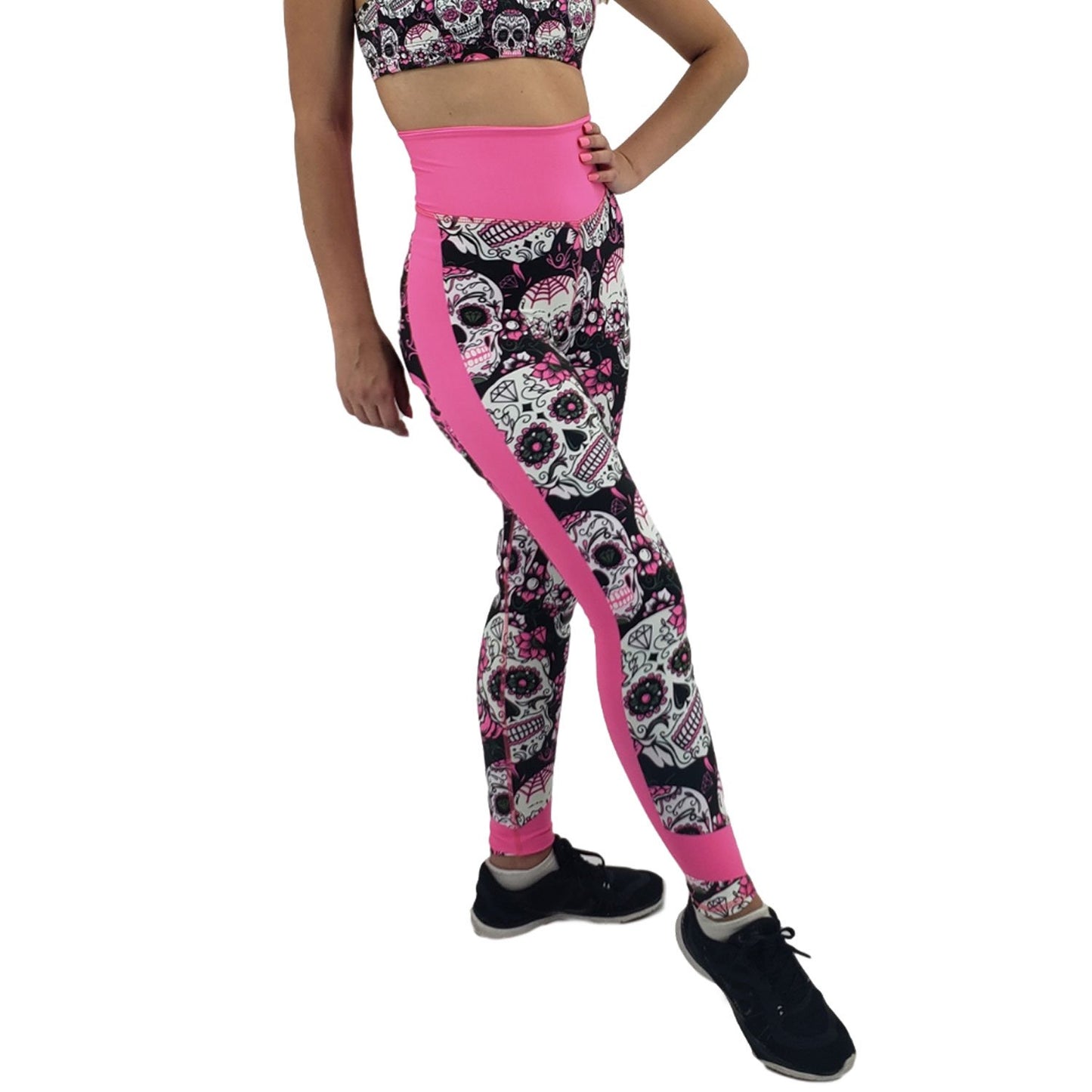Jean Neon Pink Sugar Skull Leggings