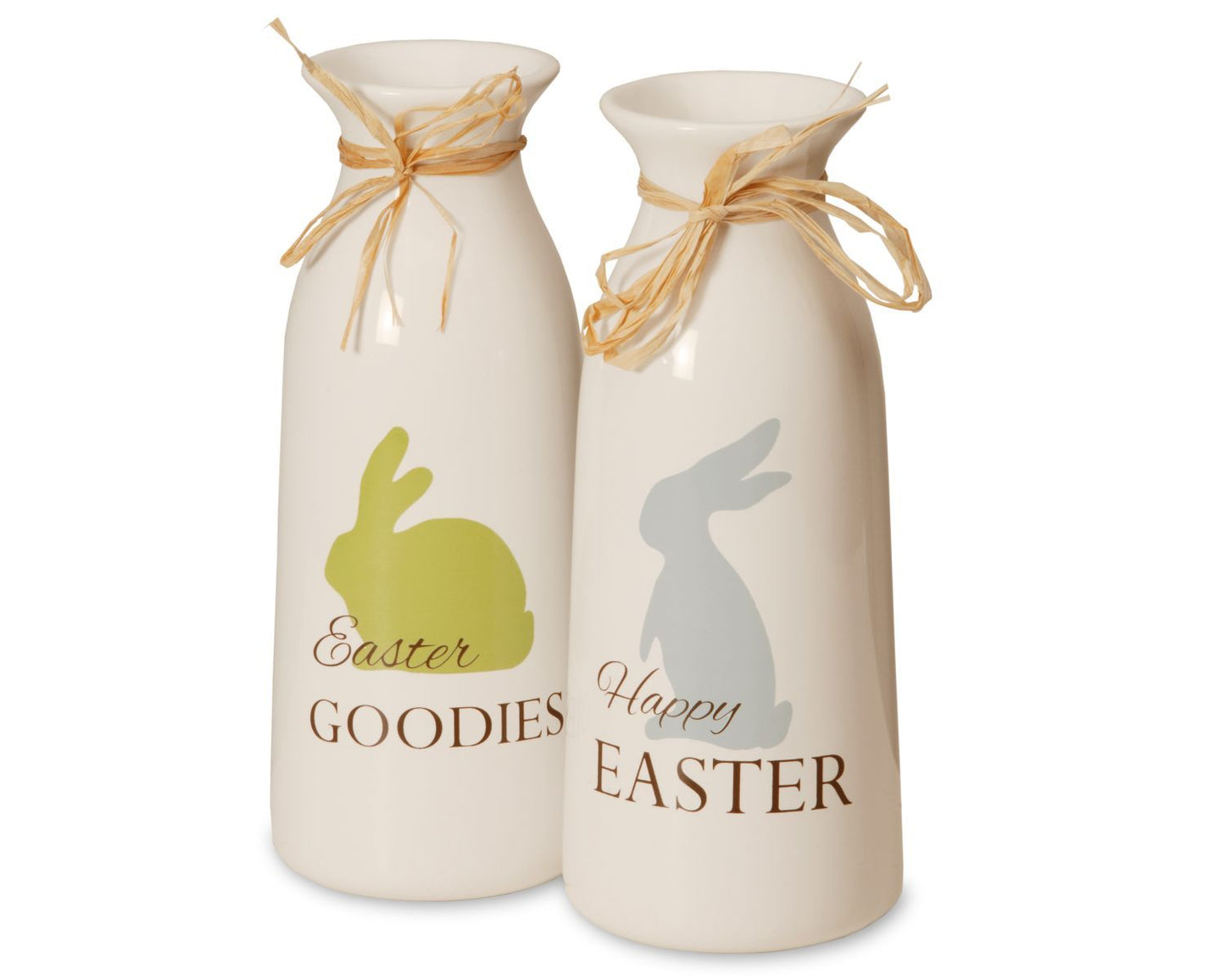 9" White Bottles - Easter Goodies - Set of 2