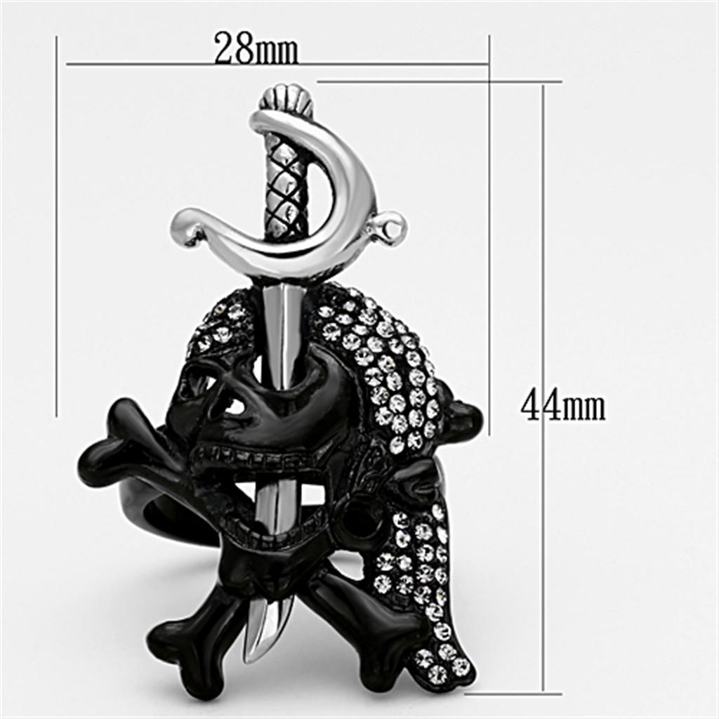 TK1204 - Two-Tone IP Black Stainless Steel Ring with Top Grade Crystal