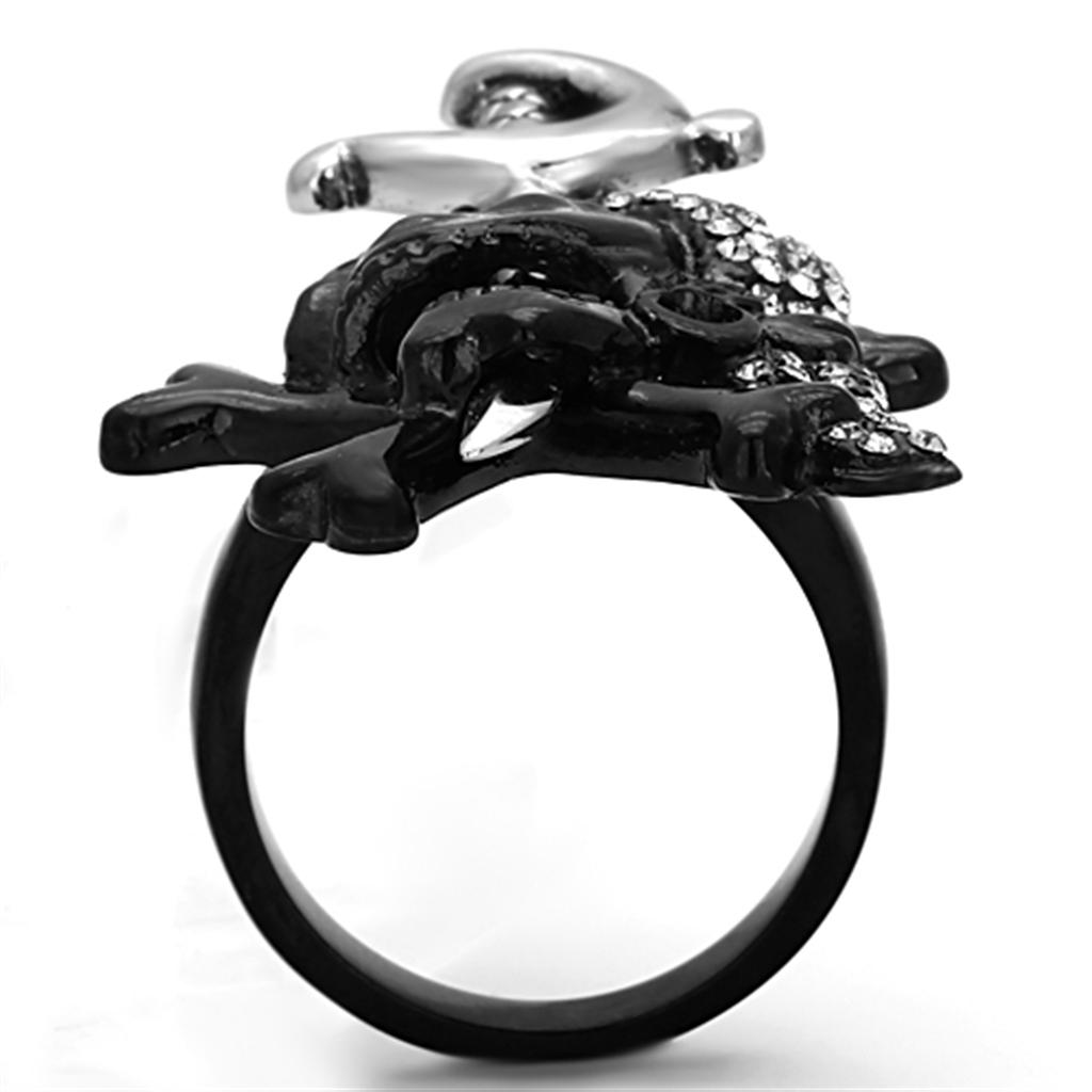 TK1204 - Two-Tone IP Black Stainless Steel Ring with Top Grade Crystal