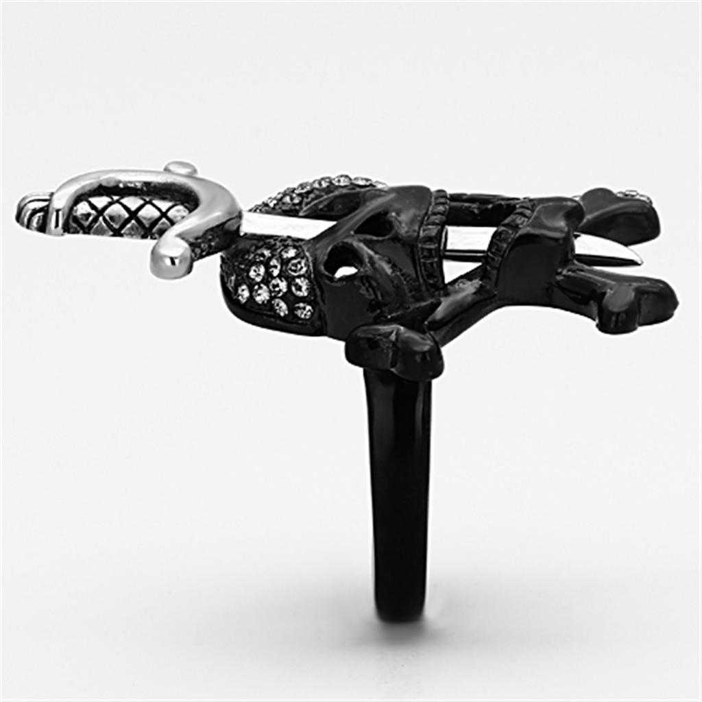 TK1204 - Two-Tone IP Black Stainless Steel Ring with Top Grade Crystal