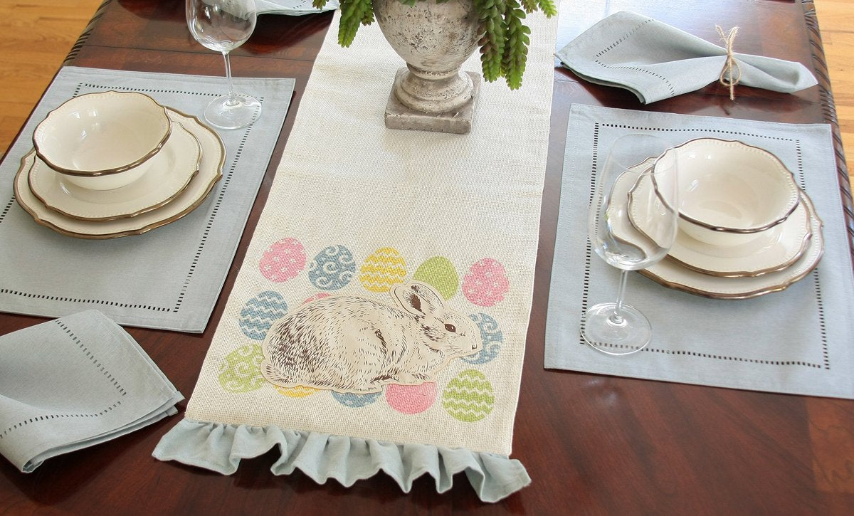 Bunny Eggs Applique Jute Table Runner