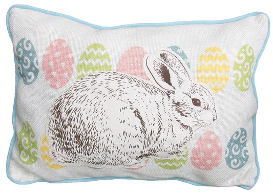 Bunny Eggs Applique Jute Pillow (13"x18")