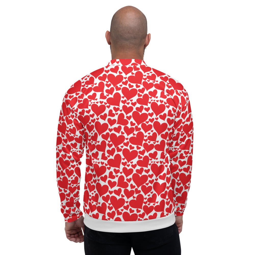 Uniquely You Mens Bomber Jacket / Love Red Hearts