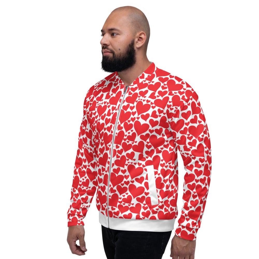 Uniquely You Mens Bomber Jacket / Love Red Hearts