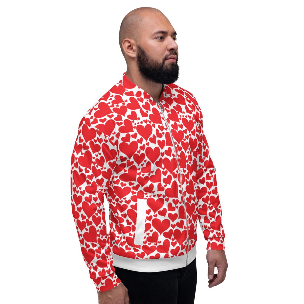 Uniquely You Mens Bomber Jacket / Love Red Hearts