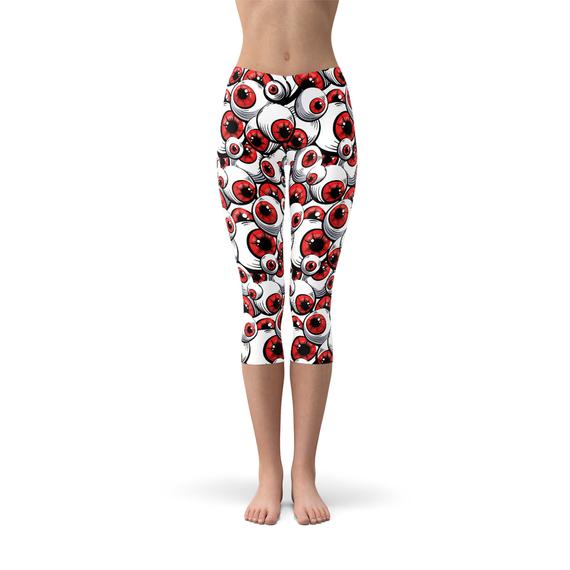 Womens Red Eye Balls Capri Leggings