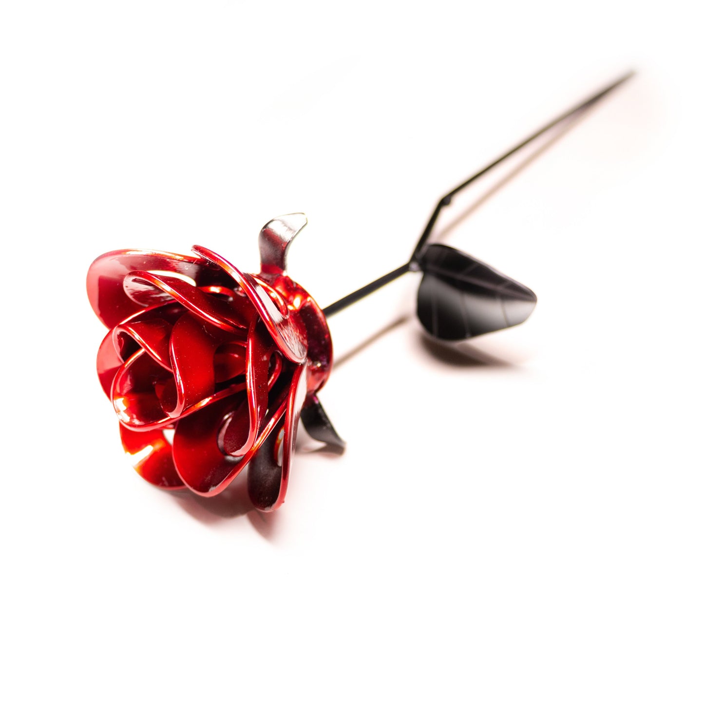 Red and Black Immortal Rose, Recycled Metal Rose, Steel Rose