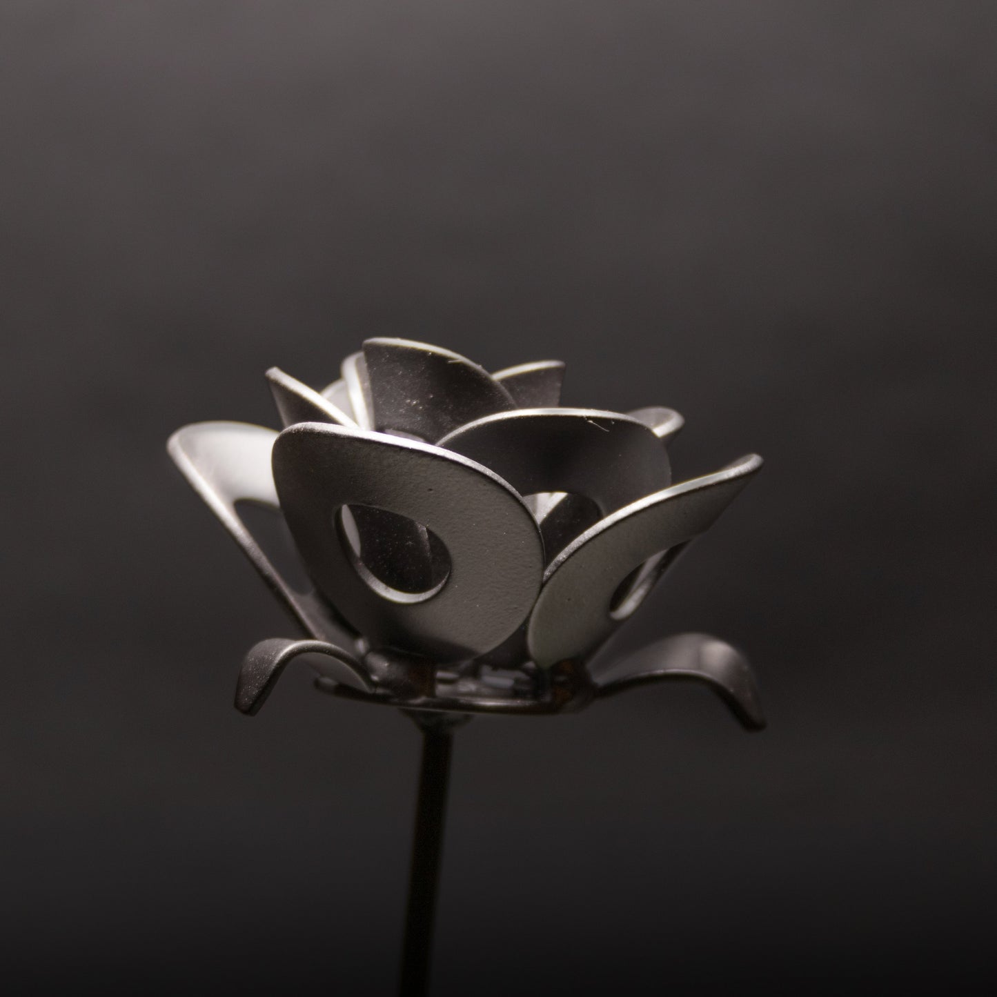 Matte Black Immortal Rose, Recycled Metal Rose, Steel Rose Sculpture