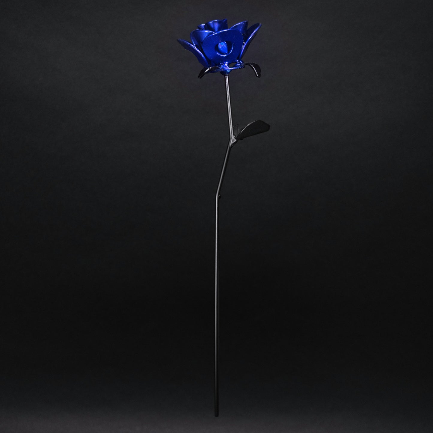 Blue and Black Immortal Rose, Recycled Metal Rose, Steel Rose