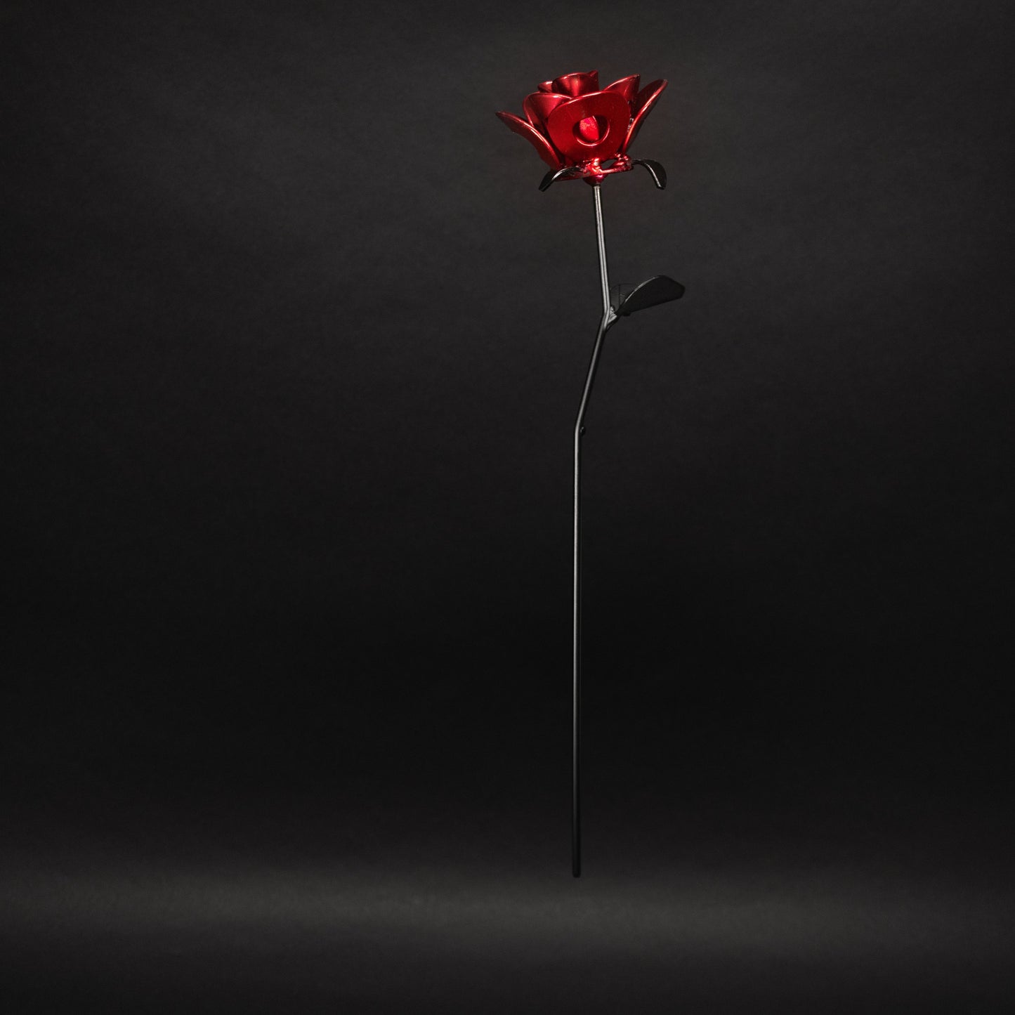 Red and Black Immortal Rose, Recycled Metal Rose, Steel Rose
