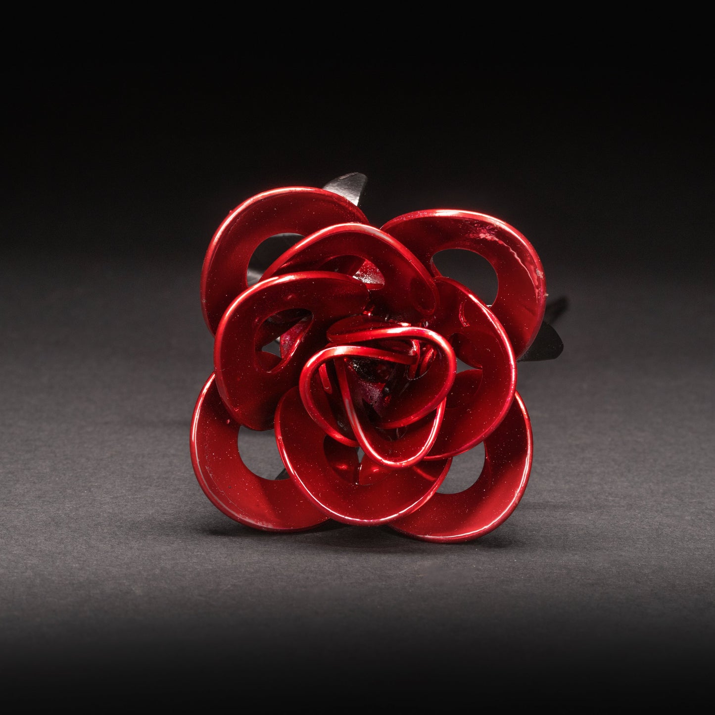 Red and Black Immortal Rose, Recycled Metal Rose, Steel Rose