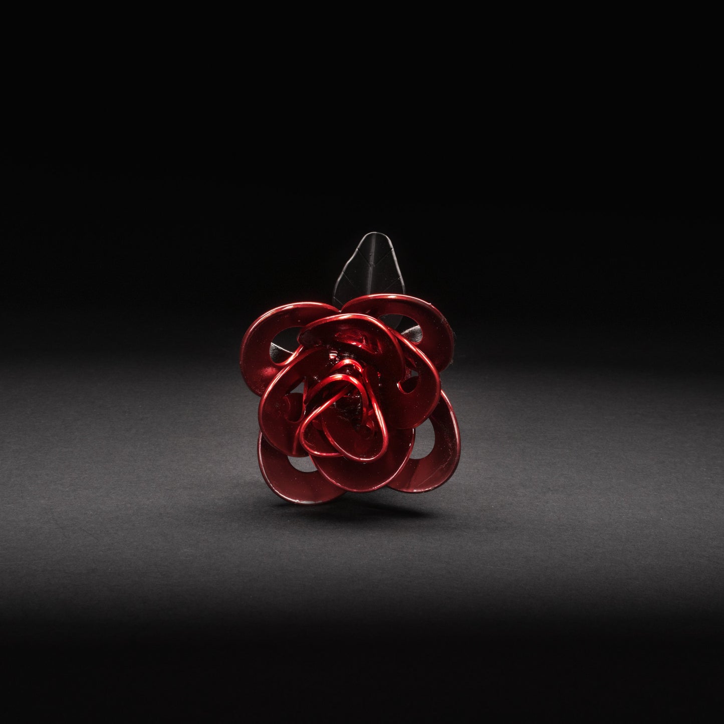 Red and Black Immortal Rose, Recycled Metal Rose, Steel Rose