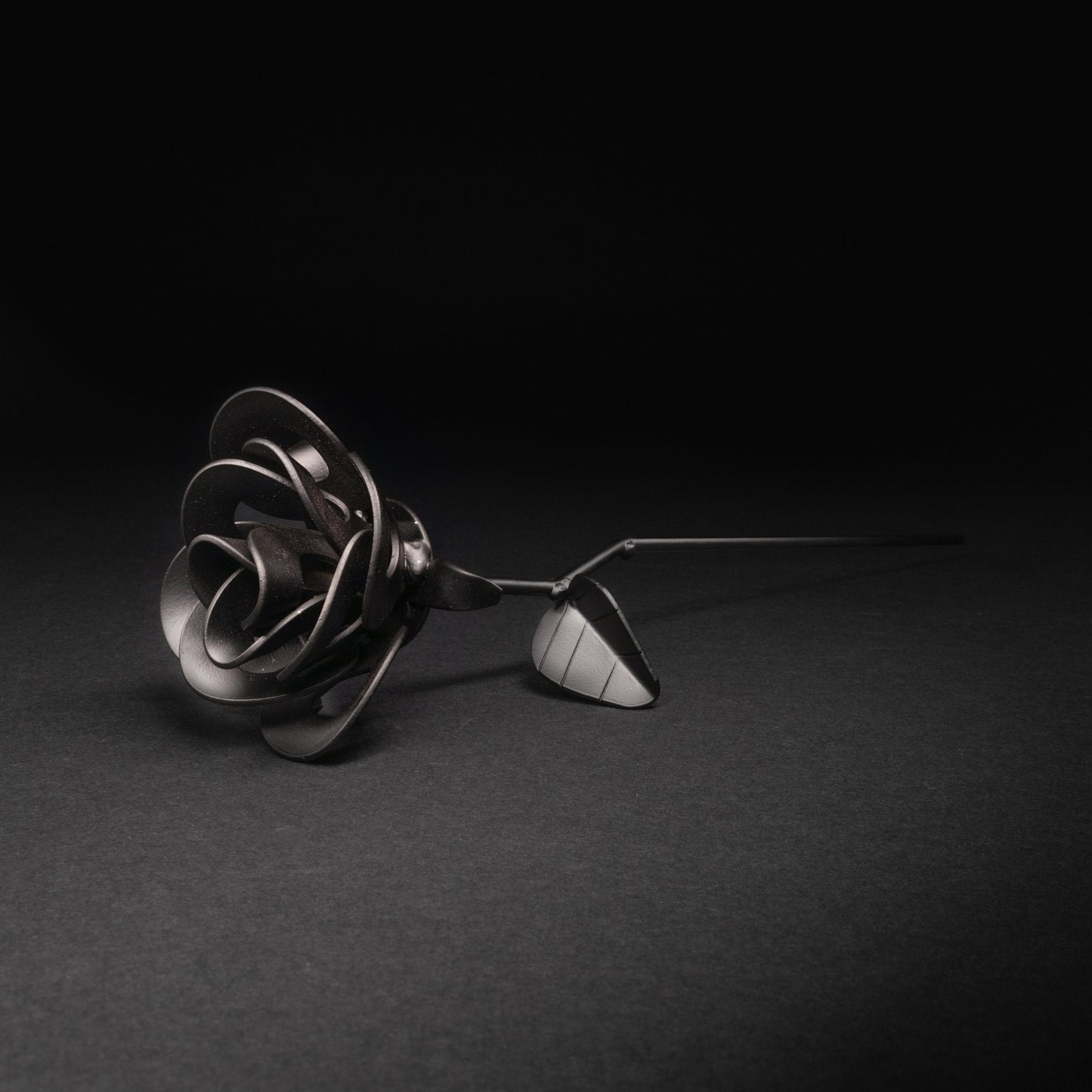 Matte Black Immortal Rose, Recycled Metal Rose, Steel Rose Sculpture