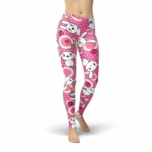 Jean Pink Emoji Bunny Leggings