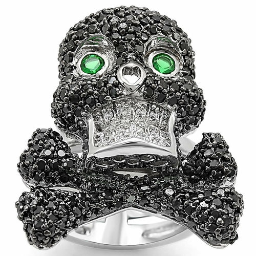 LO1345 - Rhodium + Ruthenium Brass Ring with Synthetic Synthetic Glass